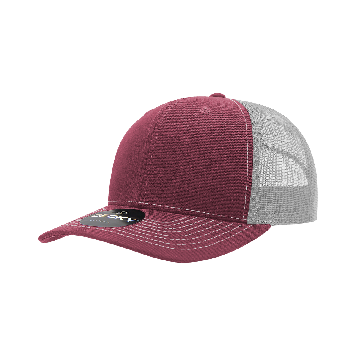 Decky 6031 6 Panel Mid Profile Structured Contra-Stitch Trucker - Mar/Wht