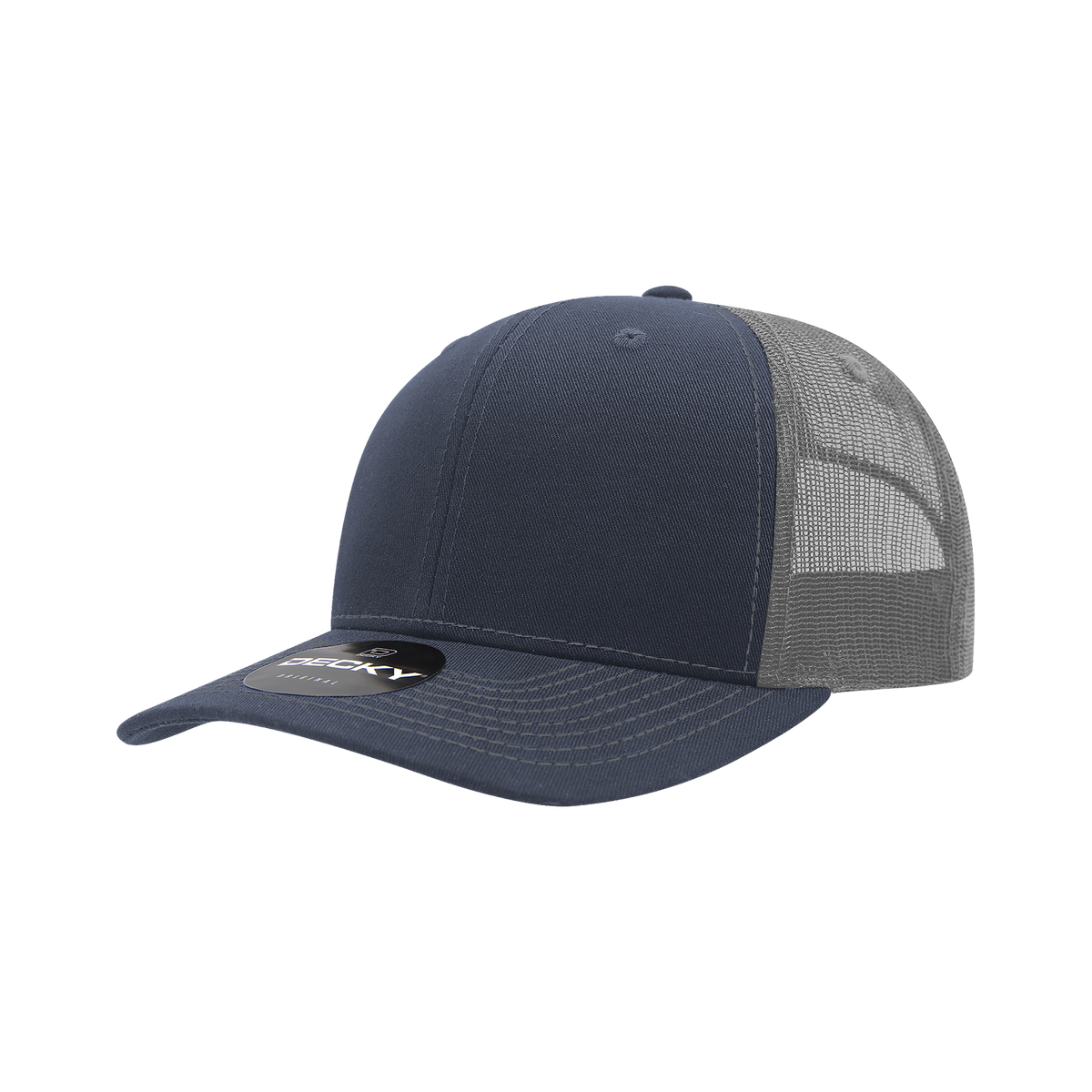 Decky 6031 6 Panel Mid Profile Structured Contra-Stitch Trucker - Nvy/Cha