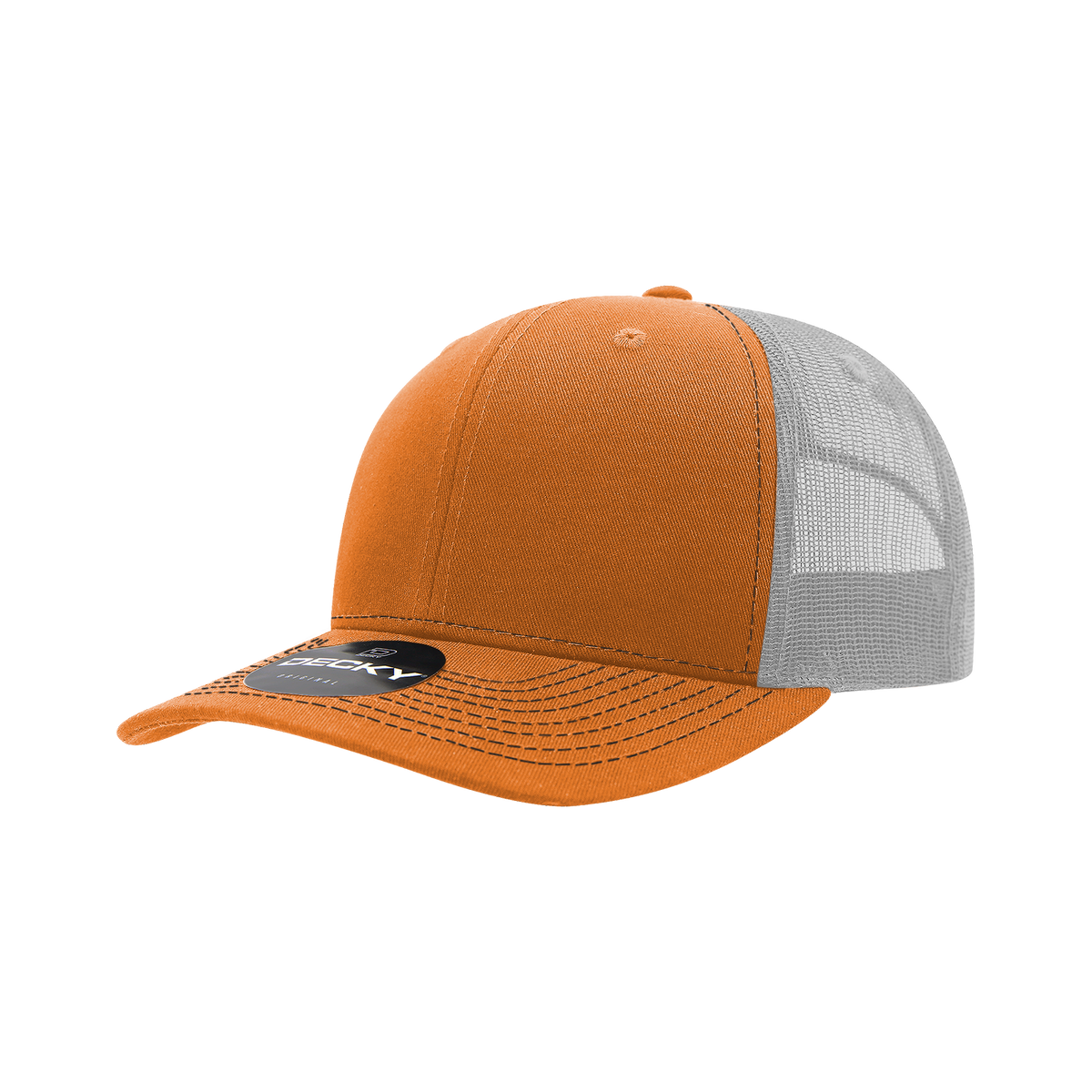 Decky 6031 6 Panel Mid Profile Structured Contra-Stitch Trucker - Orn/Wht