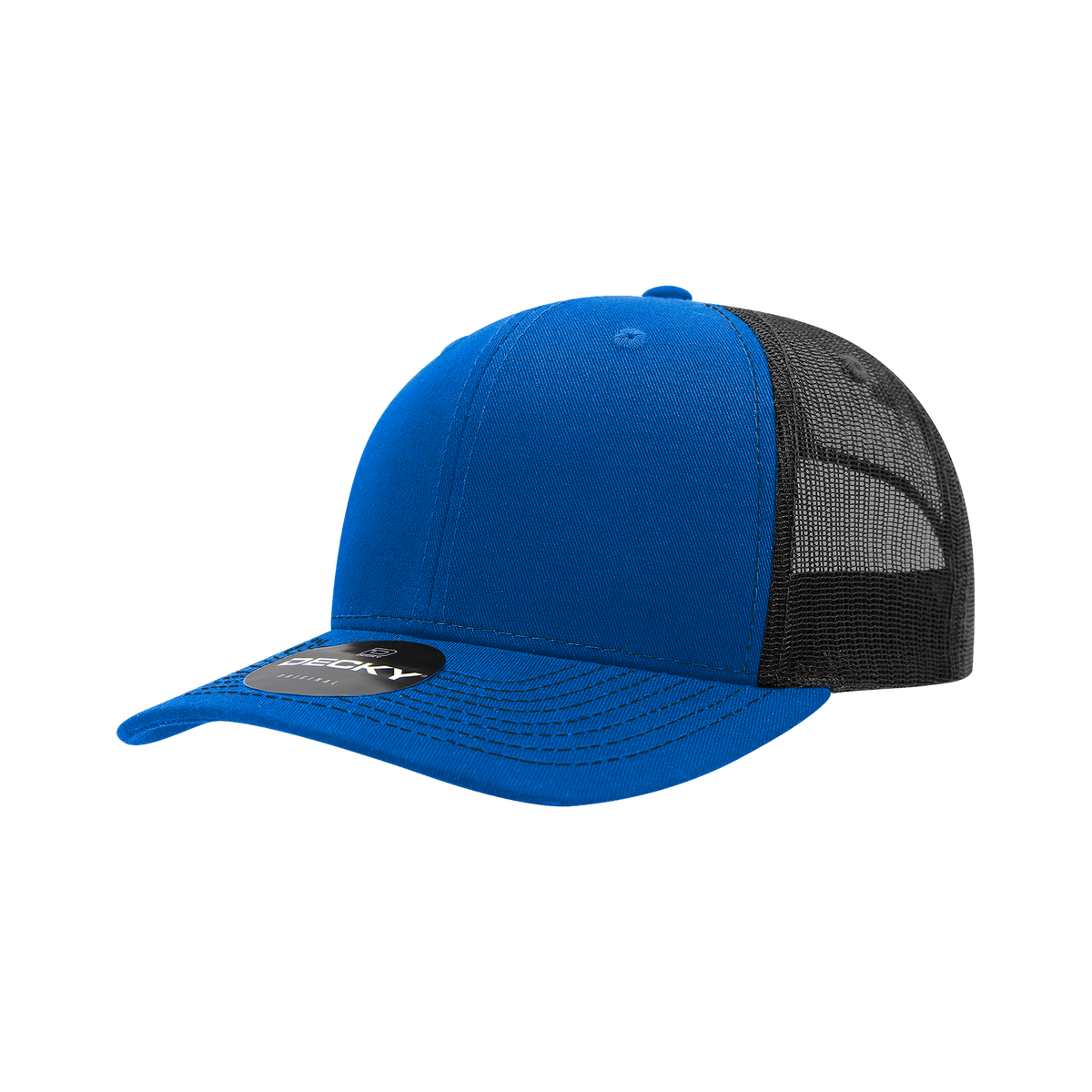 Decky 6031 6 Panel Mid Profile Structured Contra-Stitch Trucker - Ryl/Blk