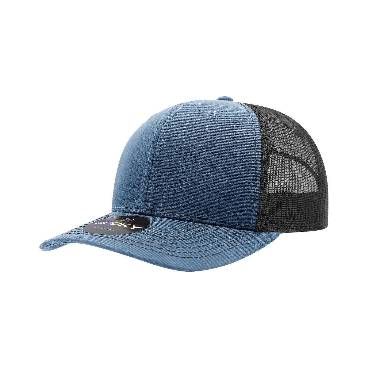 Decky 6031 6 Panel Mid Profile Structured Contra-Stitch Trucker - Sky/Blk