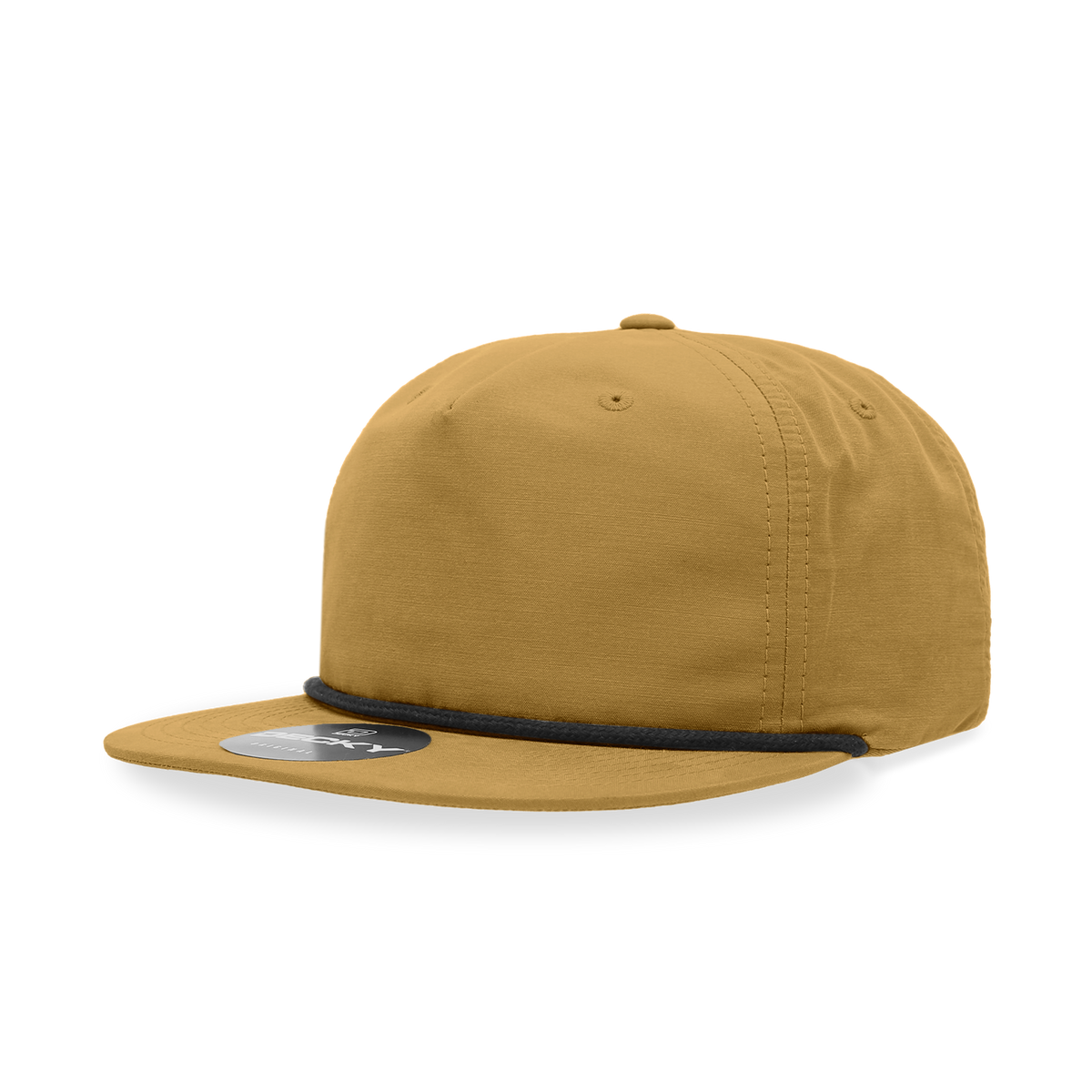 Decky 6032 5 Panel Half Dome Profile Relaxed Cotton Blend Rope Hat - Biscuit/Black
