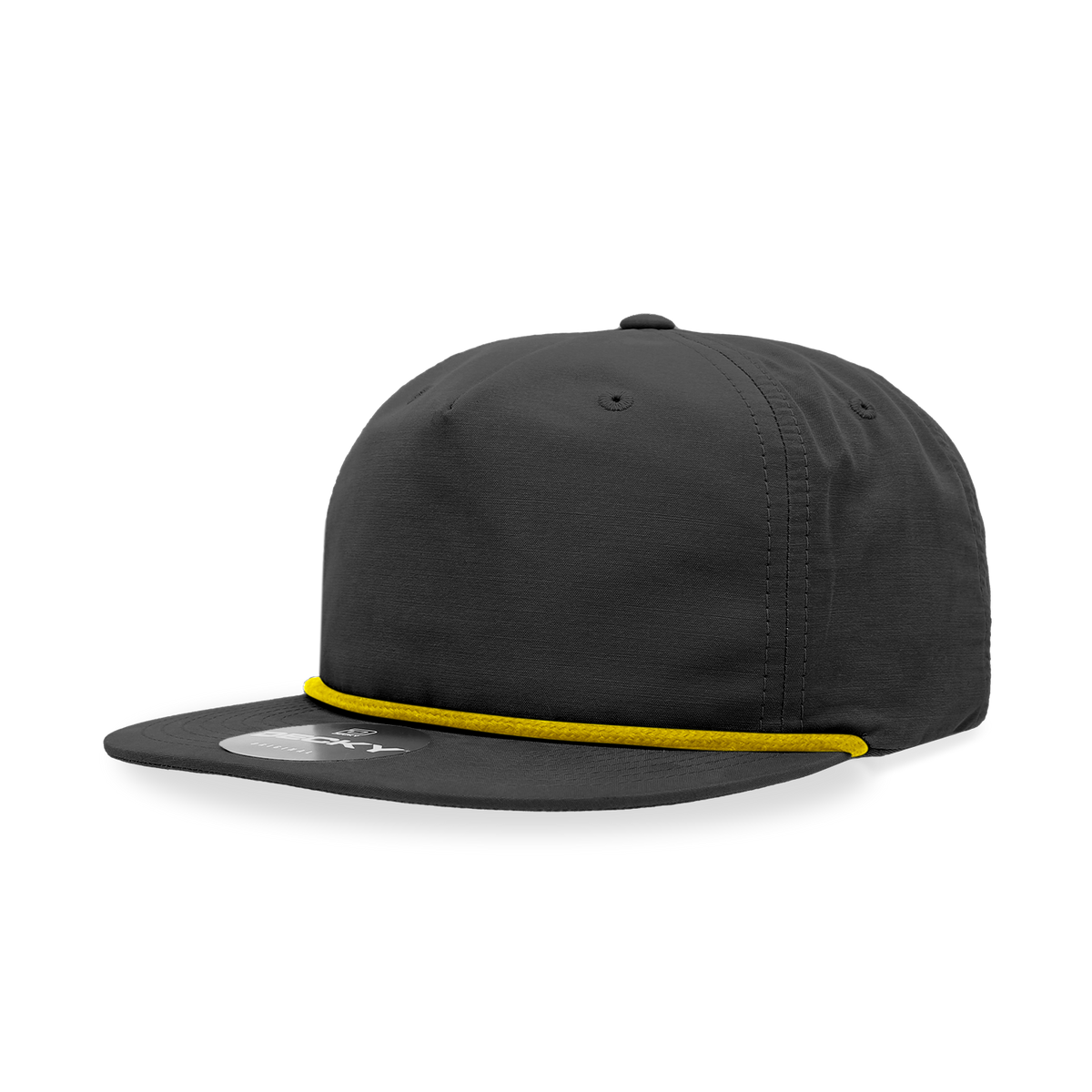 Decky 6032 5 Panel Half Dome Profile Relaxed Cotton Blend Rope Hat - Black/Gold