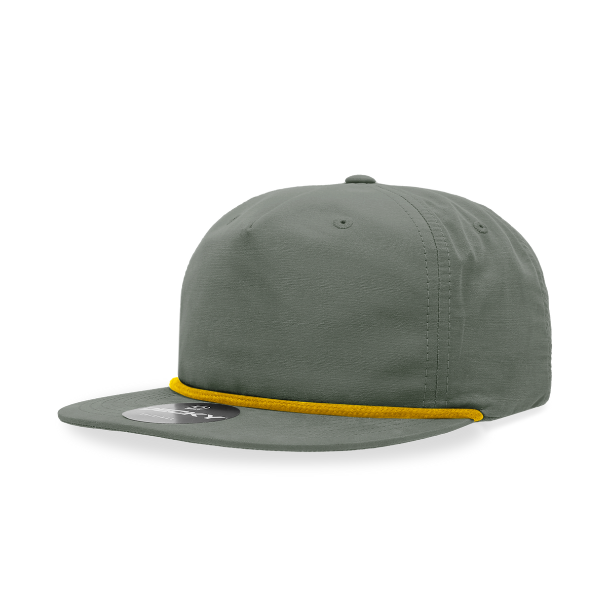 Decky 6032 5 Panel Half Dome Profile Relaxed Cotton Blend Rope Hat - Loden/Amber