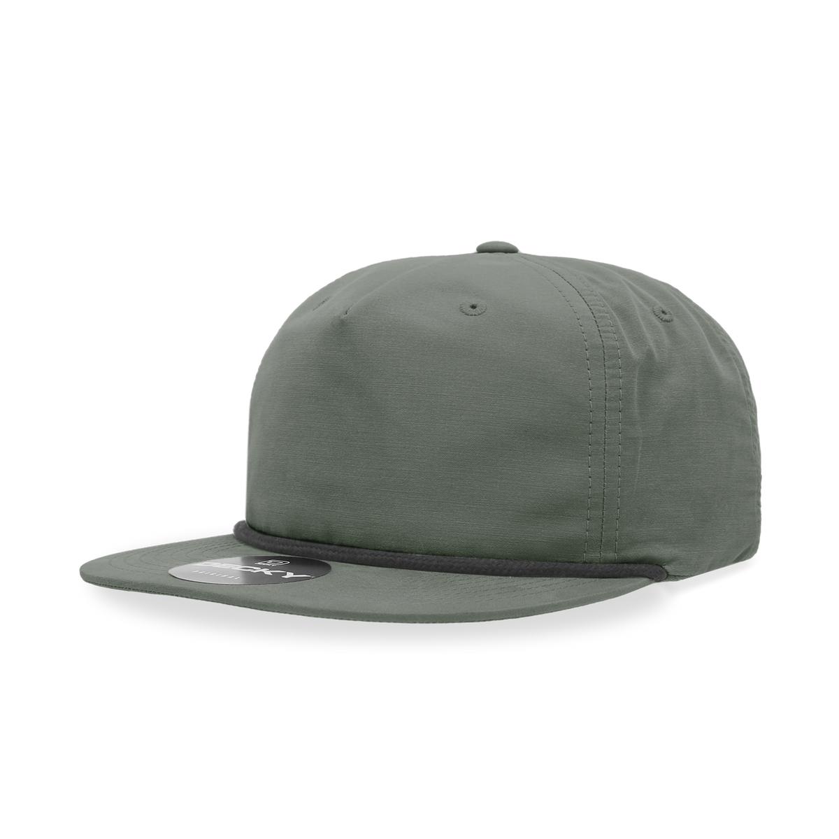 Decky 6032 5 Panel Half Dome Profile Relaxed Cotton Blend Rope Hat - Loden/Black