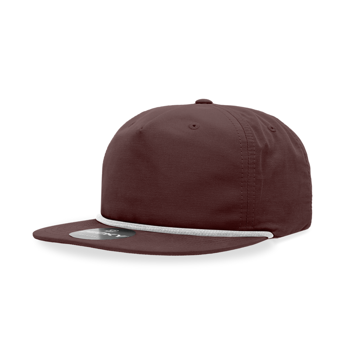 Decky 6032 5 Panel Half Dome Profile Relaxed Cotton Blend Rope Hat - Maroon/White