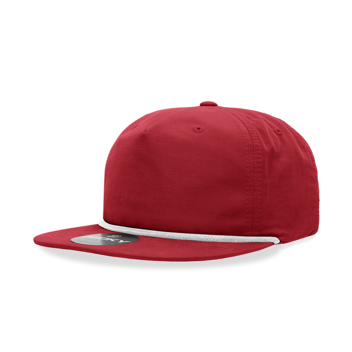 Decky 6032 5 Panel Half Dome Profile Relaxed Cotton Blend Rope Hat - Red/White