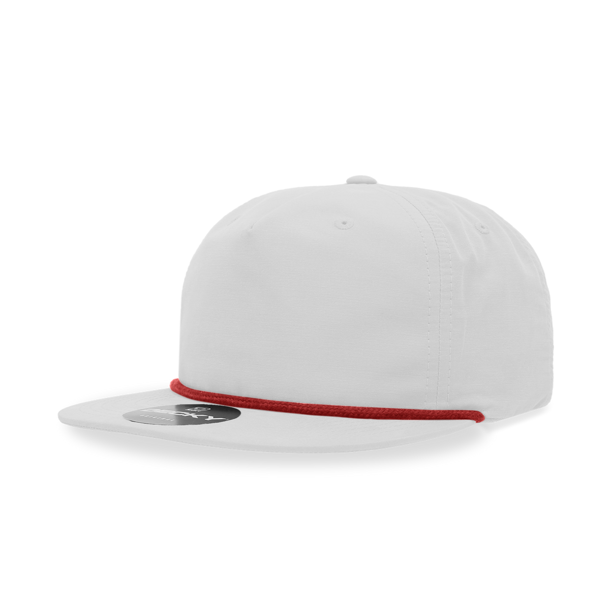 Decky 6032 5 Panel Half Dome Profile Relaxed Cotton Blend Rope Hat - White/Red