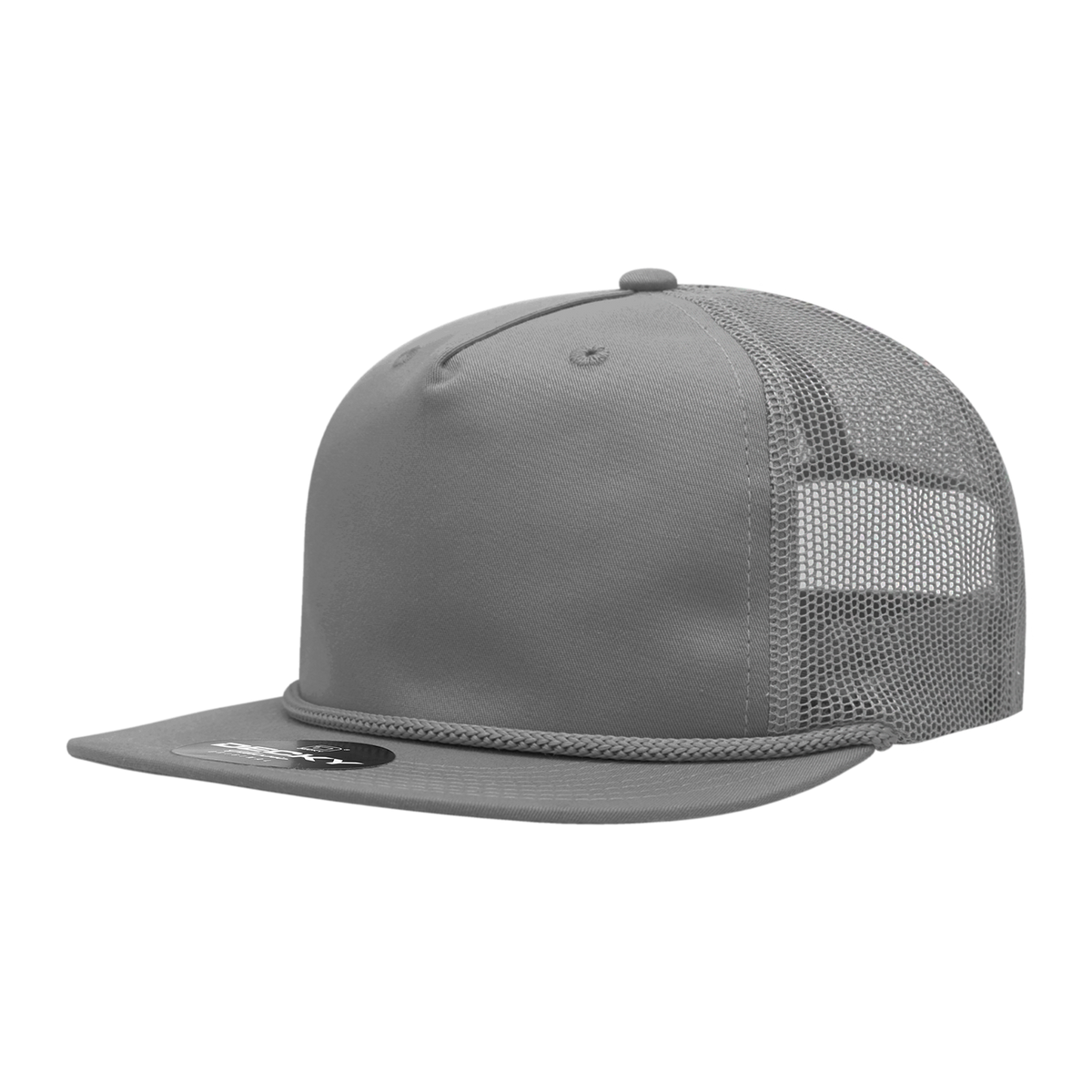 Decky 6041 5 Panel Half Dome Profile Relaxed Cotton Blend Trucker w/Rope - Grey