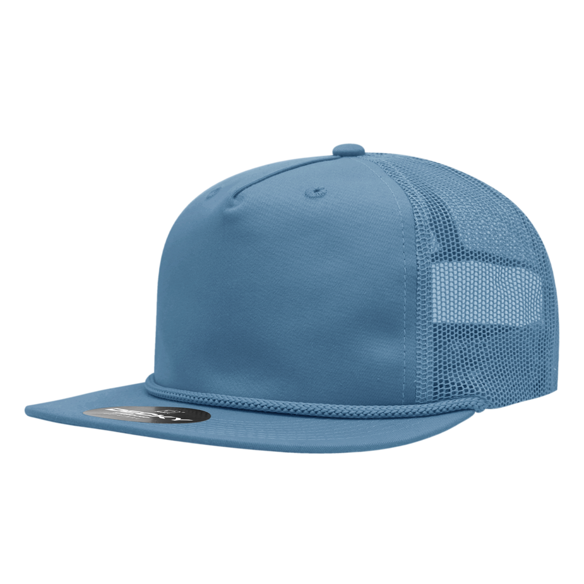 Decky 6041 5 Panel Half Dome Profile Relaxed Cotton Blend Trucker w/Rope - Sky Blue