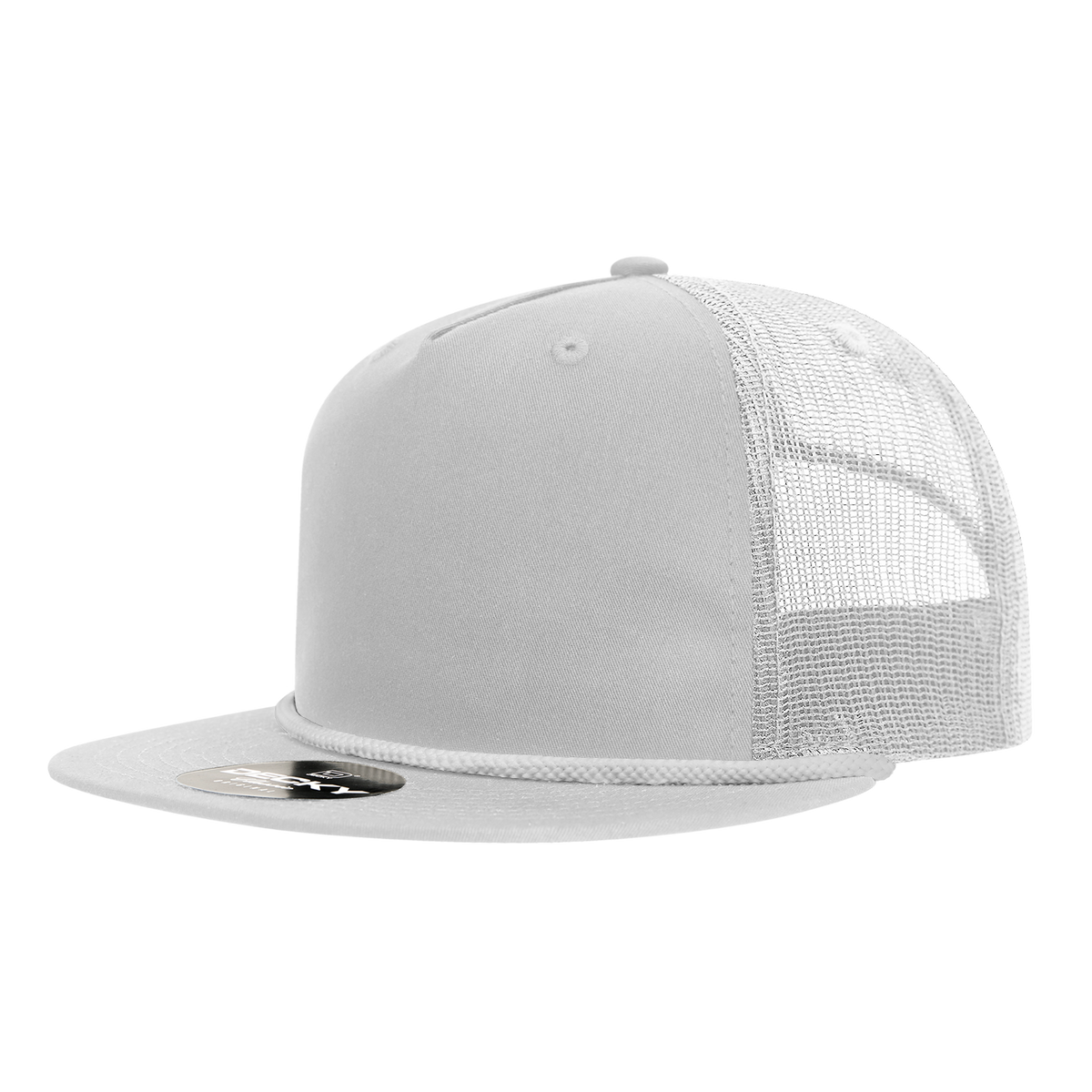 Decky 6041 5 Panel Half Dome Profile Relaxed Cotton Blend Trucker w/Rope - White