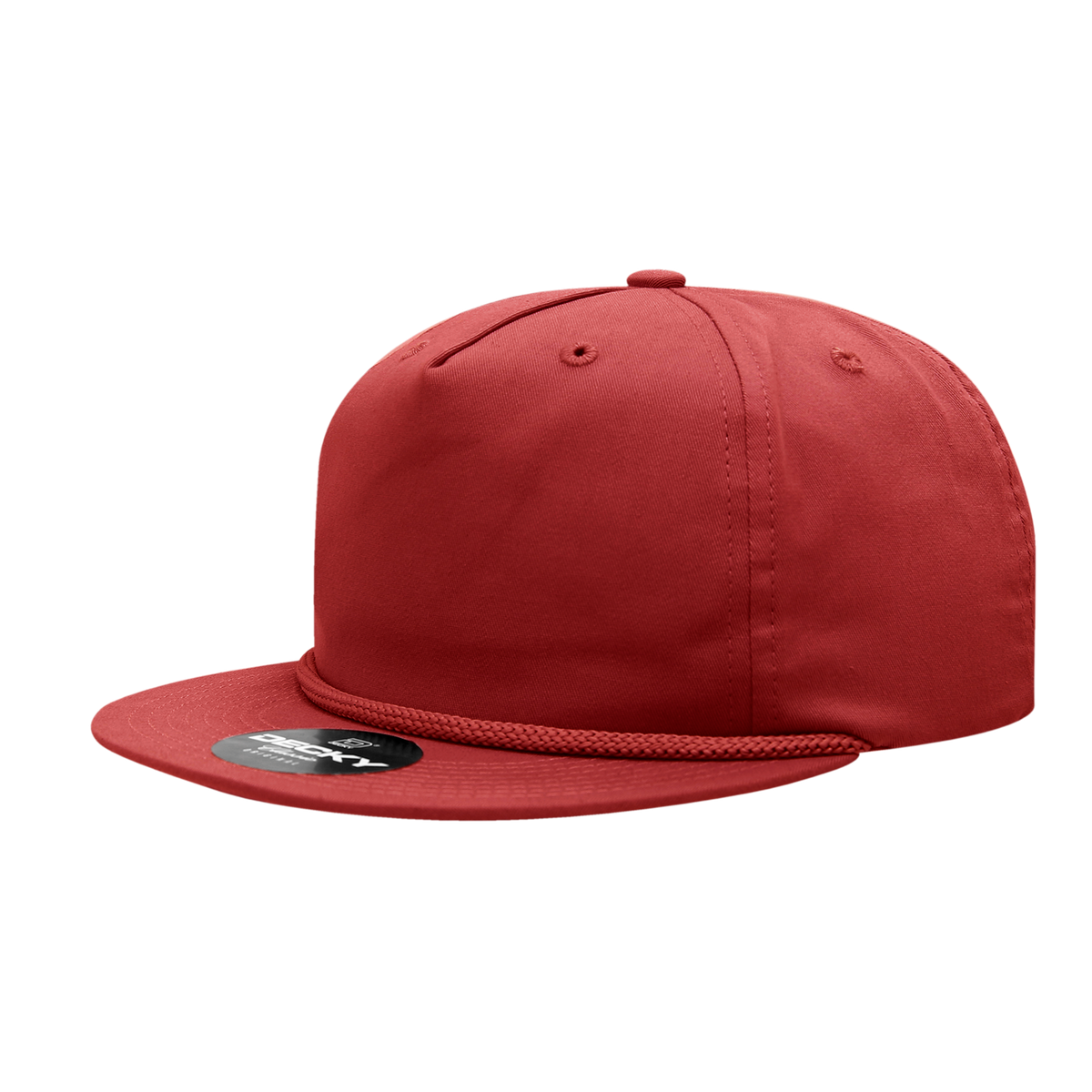 Decky 6042 5 Panel Half Dome Profile Relaxed Cotton Blend Rope Hat - Red