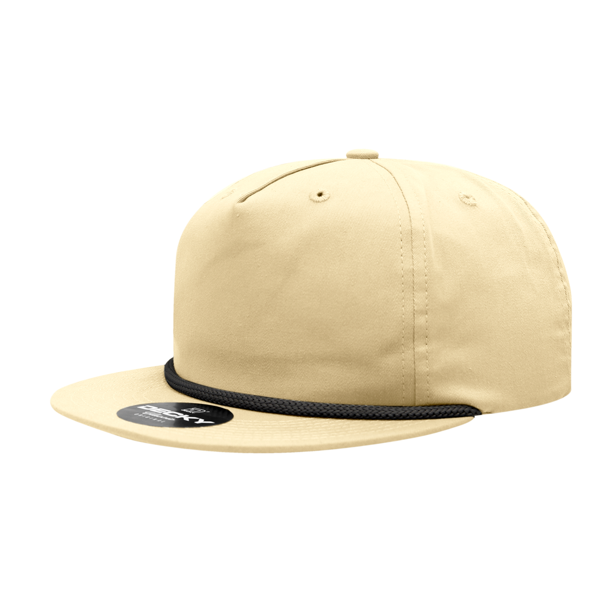 Decky 6042 5 Panel Half Dome Profile Relaxed Cotton Blend Rope Hat - Birch/Black