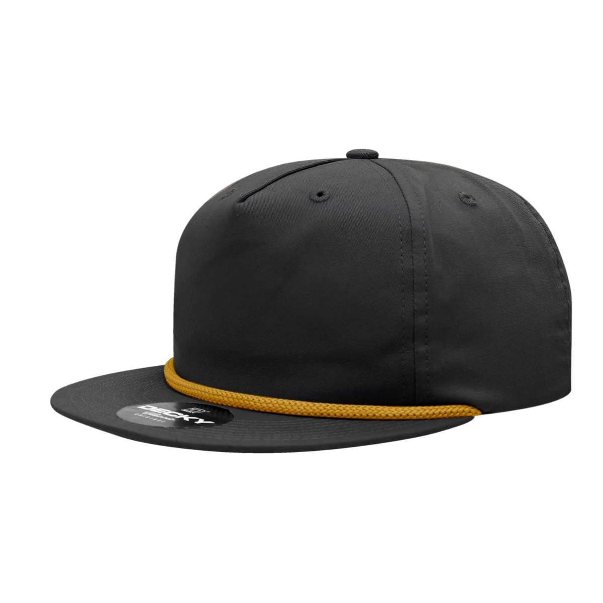 Decky 6042 5 Panel Half Dome Profile Relaxed Cotton Blend Rope Hat - Gold Rope