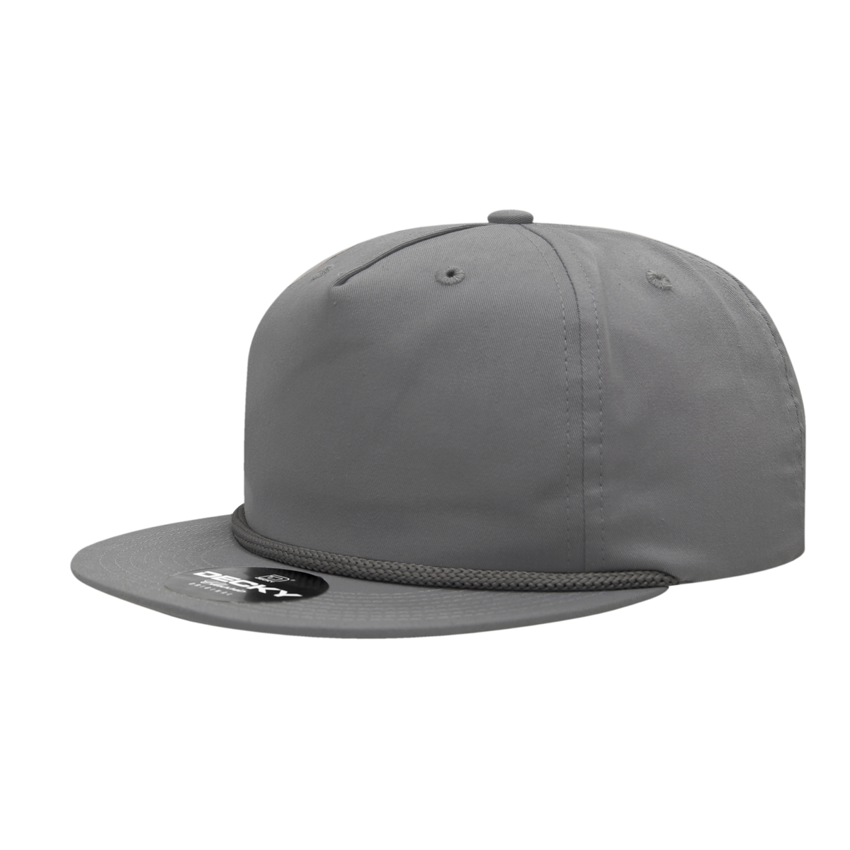 Decky 6042 5 Panel Half Dome Profile Relaxed Cotton Blend Rope Hat - Charcoal Rope