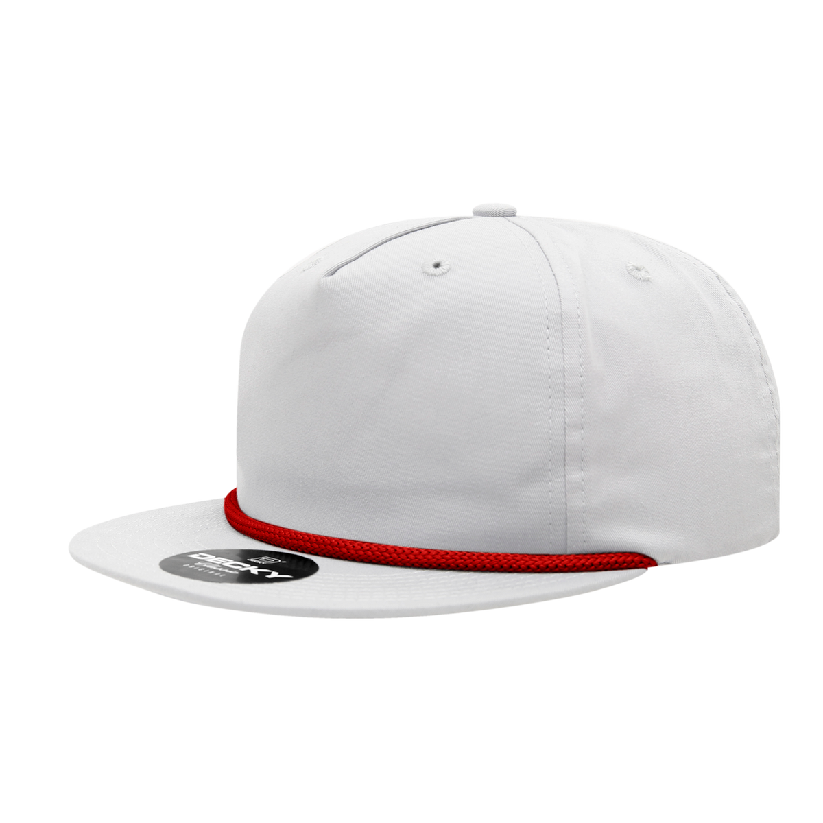 Decky 6042 5 Panel Half Dome Profile Relaxed Cotton Blend Rope Hat - Red Rope