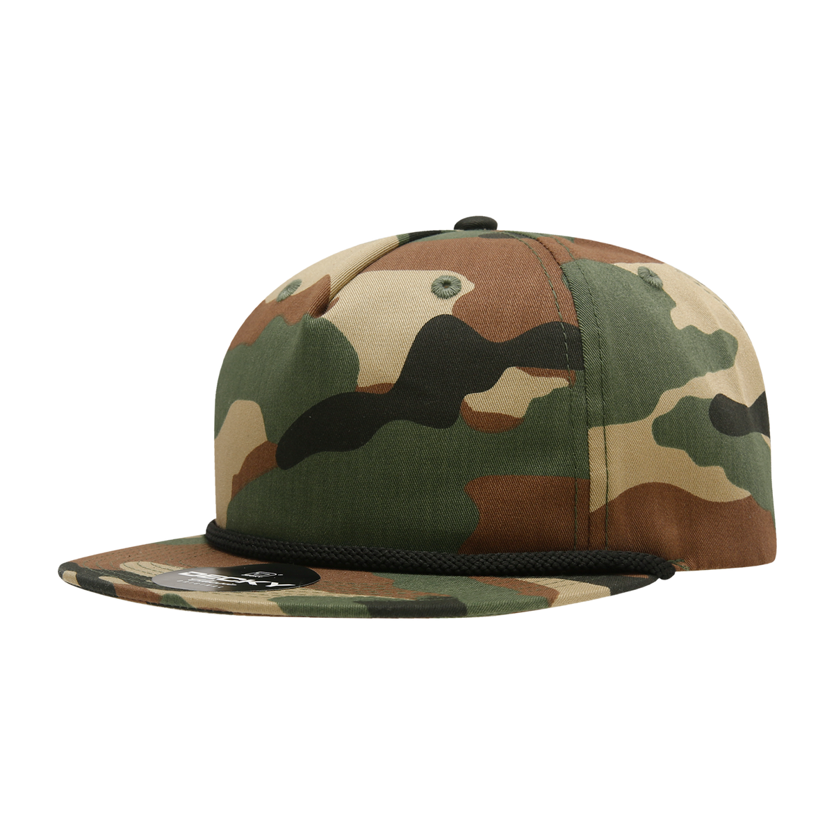 Decky 6044 5 Panel High Profile Relaxed Camo Rope Hat - WDL/BLK