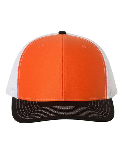 Richardson 112 Snapback Trucker Cap - Orange/ White/ Black