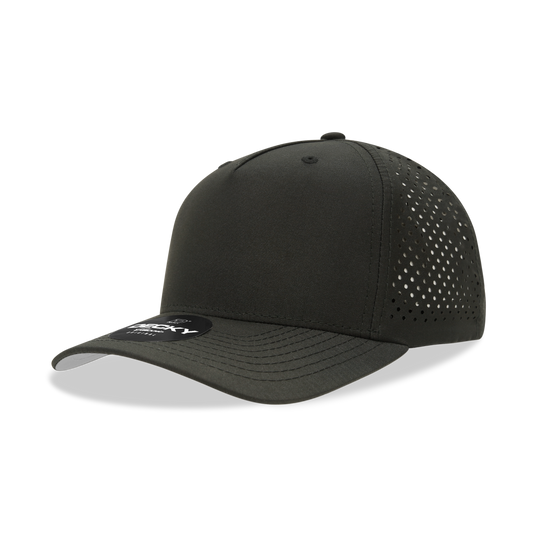 Decky 6225 5 Panel Mid Profile Structured Perforated Performance Cap - Black