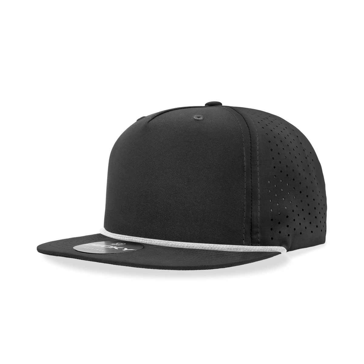 Decky 6226 5 Panel Half Dome Profile Relaxed Perforated Performance Rope Hat - Black/White