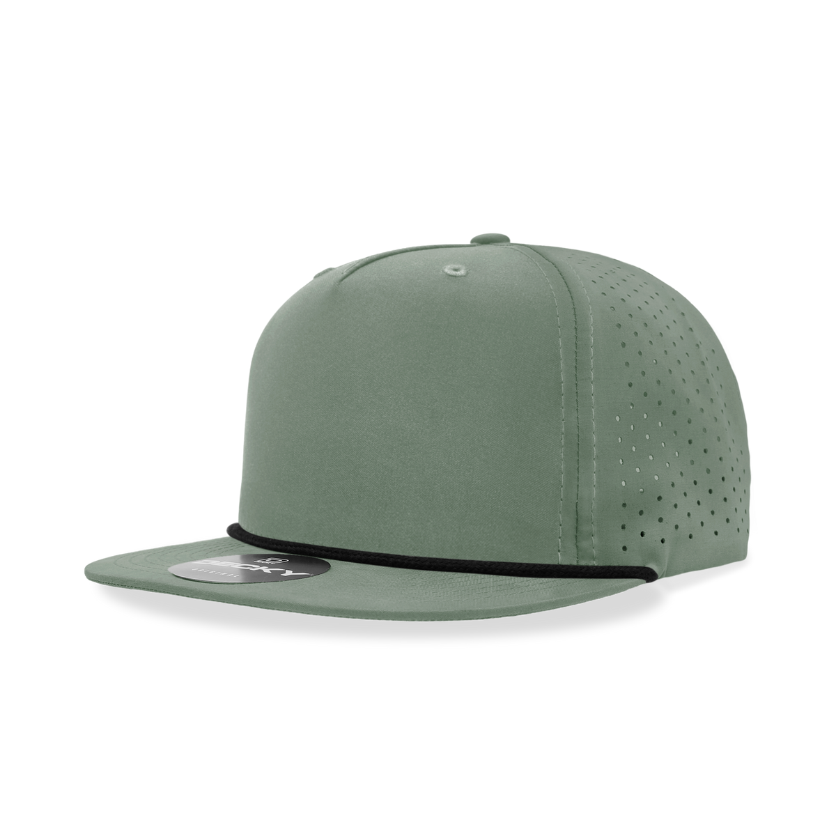 Decky 6226 5 Panel Half Dome Profile Relaxed Perforated Performance Rope Hat - Loden/Black