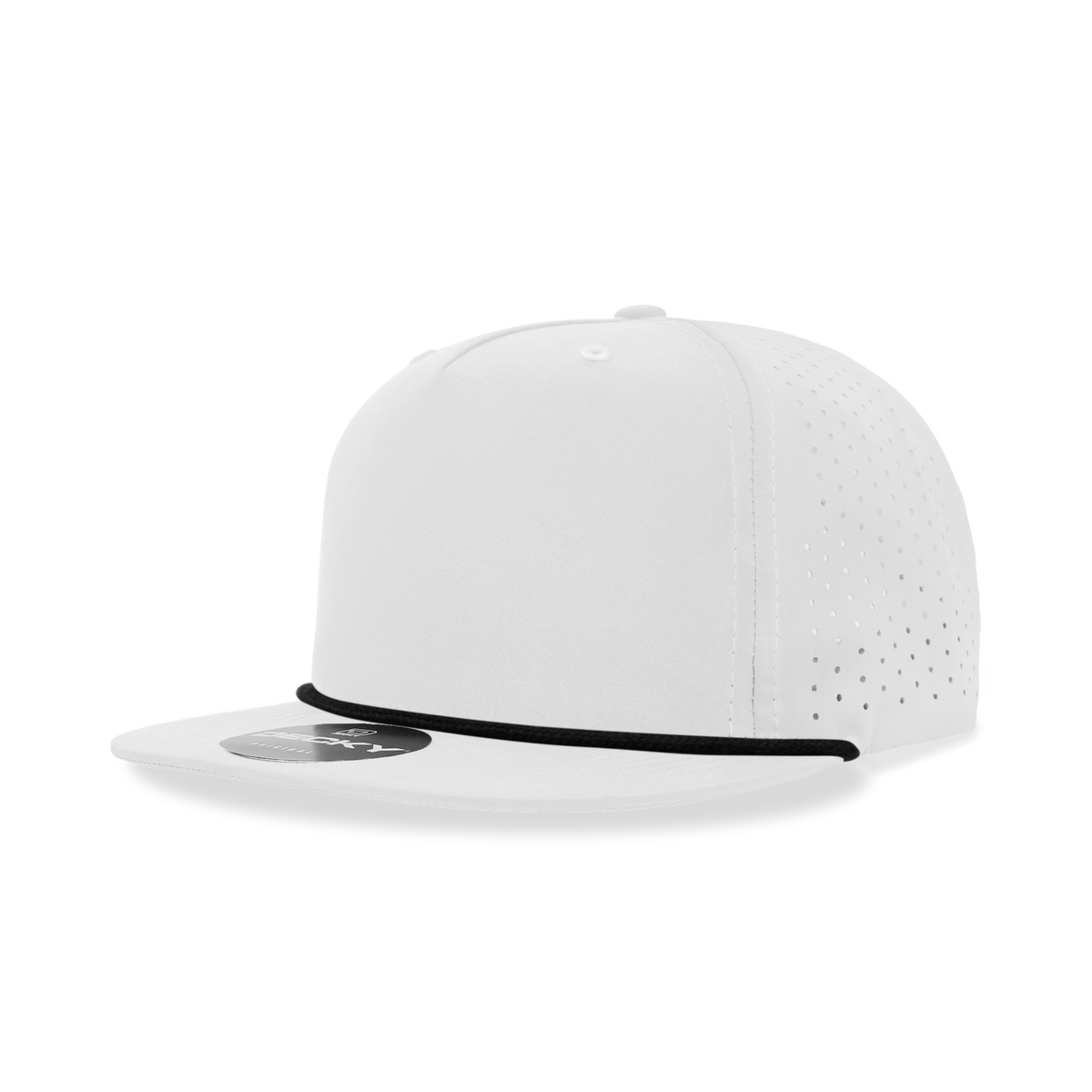 Decky 6226 5 Panel Half Dome Profile Relaxed Perforated Performance Rope Hat - White/Black