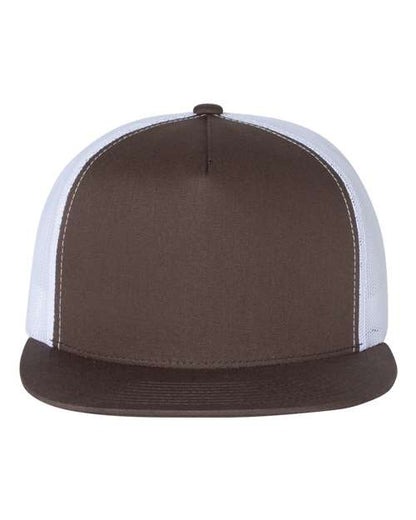 YP Classics Classic Five-Panel Trucker Cap - Brown/ White