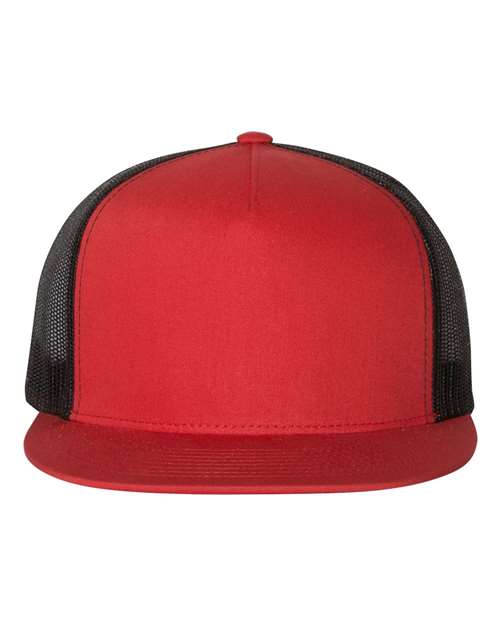 YP Classics Classic Five-Panel Trucker Cap - Red/ Black