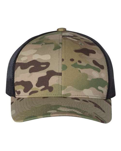 YP Classics Retro Trucker Cap - Multicam Green/ Black