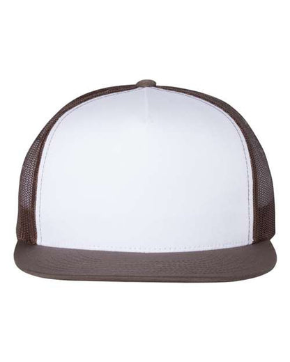 YP Classics Classic Five-Panel Trucker Cap - Brown/ White/ Brown