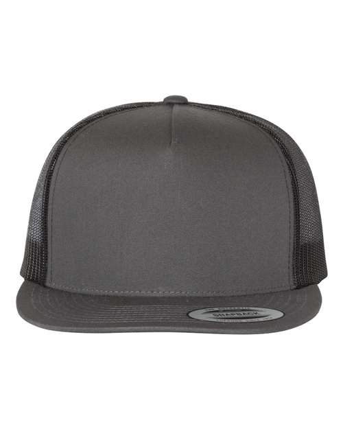 YP Classics Classic Five-Panel Trucker Cap - Charcoal/ Black