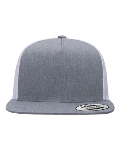 YP Classics Classic Five-Panel Trucker Cap - Heather/ White