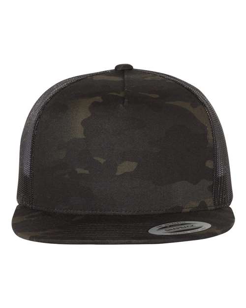 YP Classics Classic Five-Panel Trucker Cap - Multicam Black/ Black