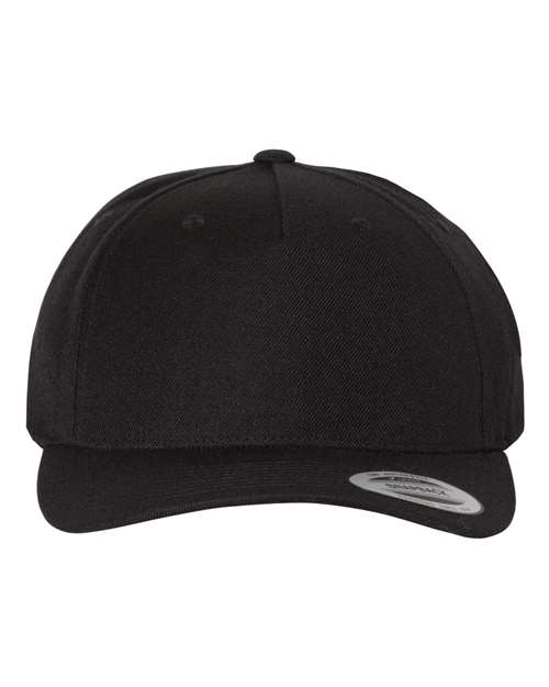 YP Classics Premium Five-Panel Curved Bill Snapback Cap - Black