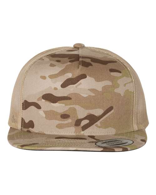 YP Classics Classic Five-Panel Trucker Cap - Multicam Arid/ Tan