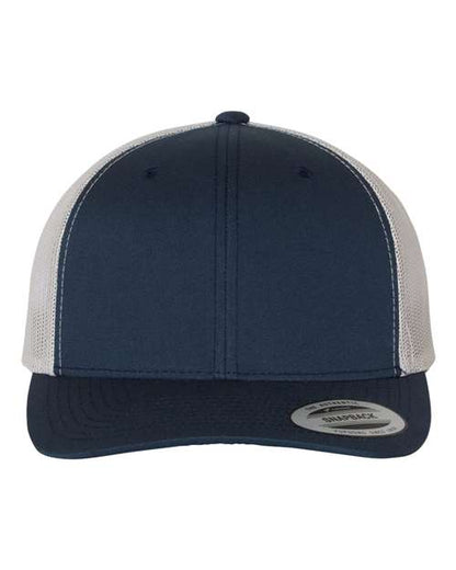 YP Classics Retro Trucker Cap - Navy/ Silver