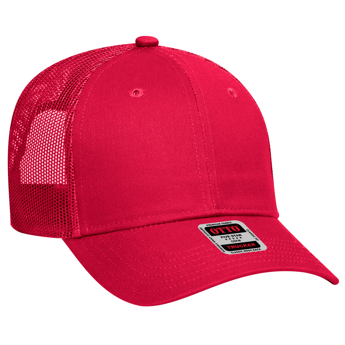 Otto Cap 83-473 6 Panel Low Profile Mesh Back Trucker Hat - Red