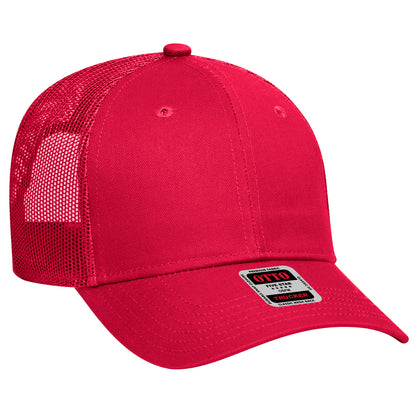 Otto Cap 83-473 6 Panel Low Profile Mesh Back Trucker Hat - Red