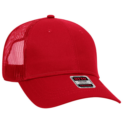 Otto Cap 83-473 6 Panel Low Profile Mesh Back Trucker Hat - Red