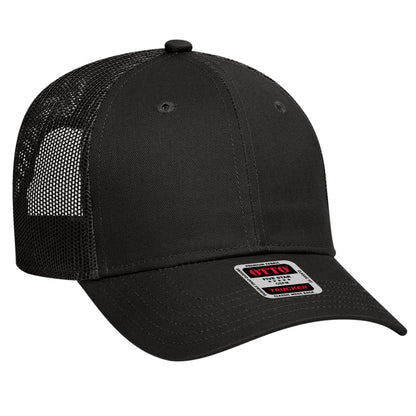 Otto Cap 83-473 6 Panel Low Profile Mesh Back Trucker Hat - Black