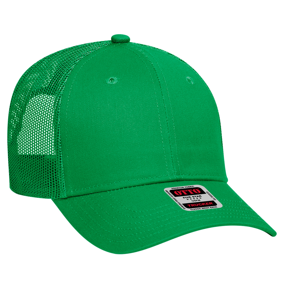 Otto Cap 83-473 6 Panel Low Profile Mesh Back Trucker Hat - Kelly