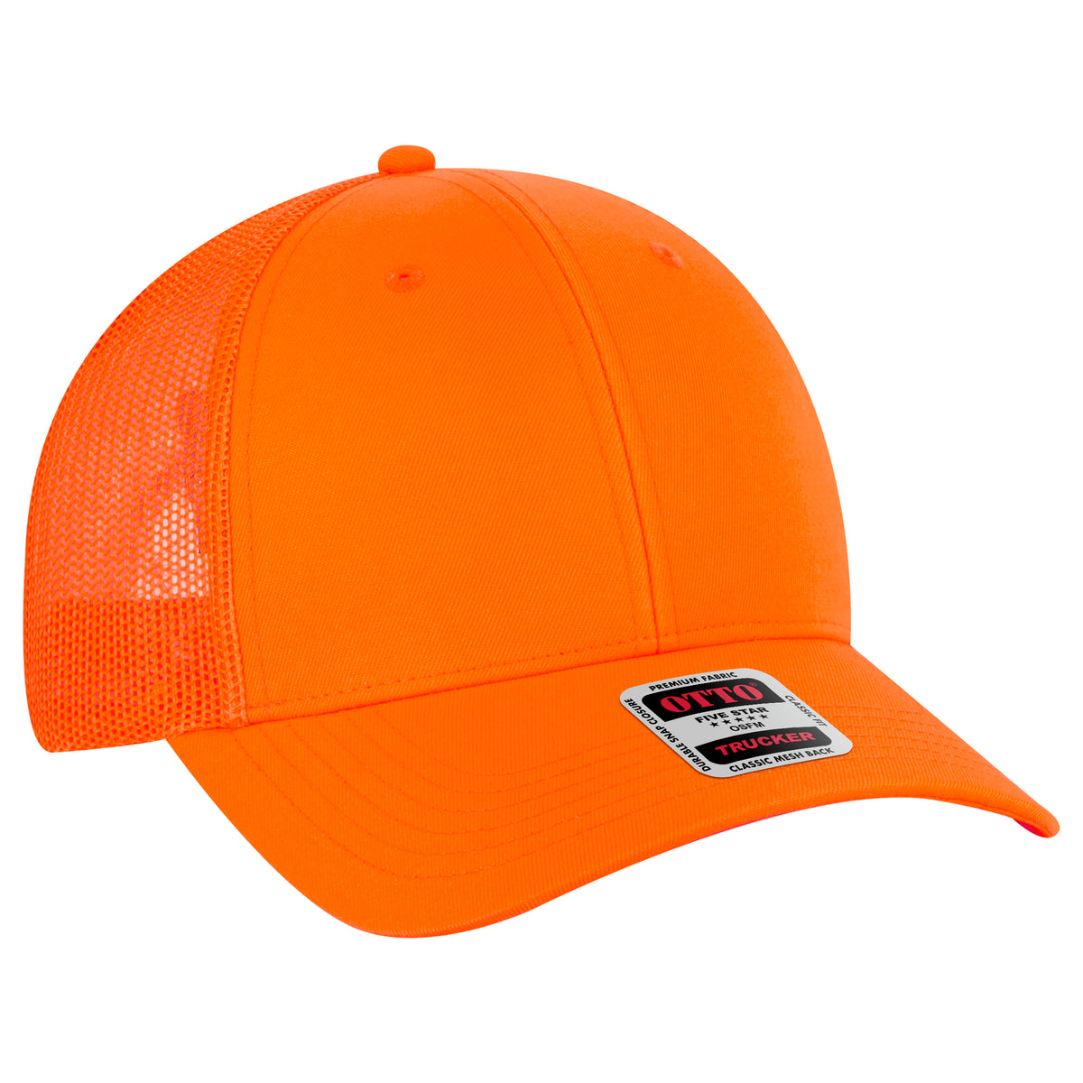 Otto Cap 83-473 6 Panel Low Profile Mesh Back Trucker Hat - Neon Orange