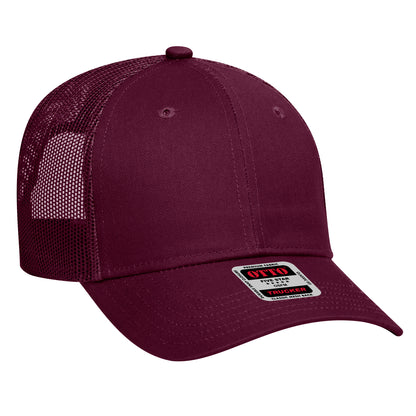 Otto Cap 83-473 6 Panel Low Profile Mesh Back Trucker Hat - Maroon