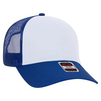 Otto Cap 83-473 6 Panel Low Profile Mesh Back Trucker Hat - Royal/White/Royal