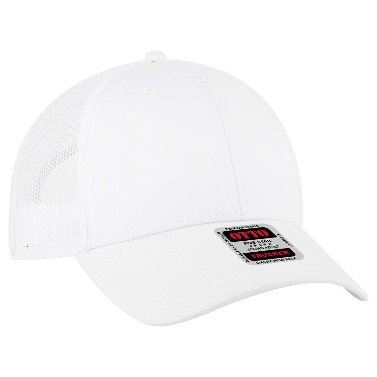 Otto Cap 83-473 6 Panel Low Profile Mesh Back Trucker Hat - White