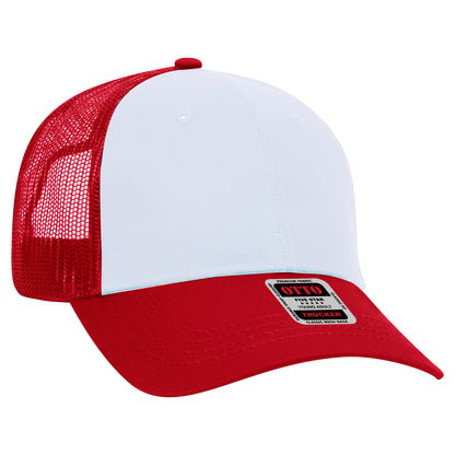 Otto Cap 83-473 6 Panel Low Profile Mesh Back Trucker Hat - Red/White/Red