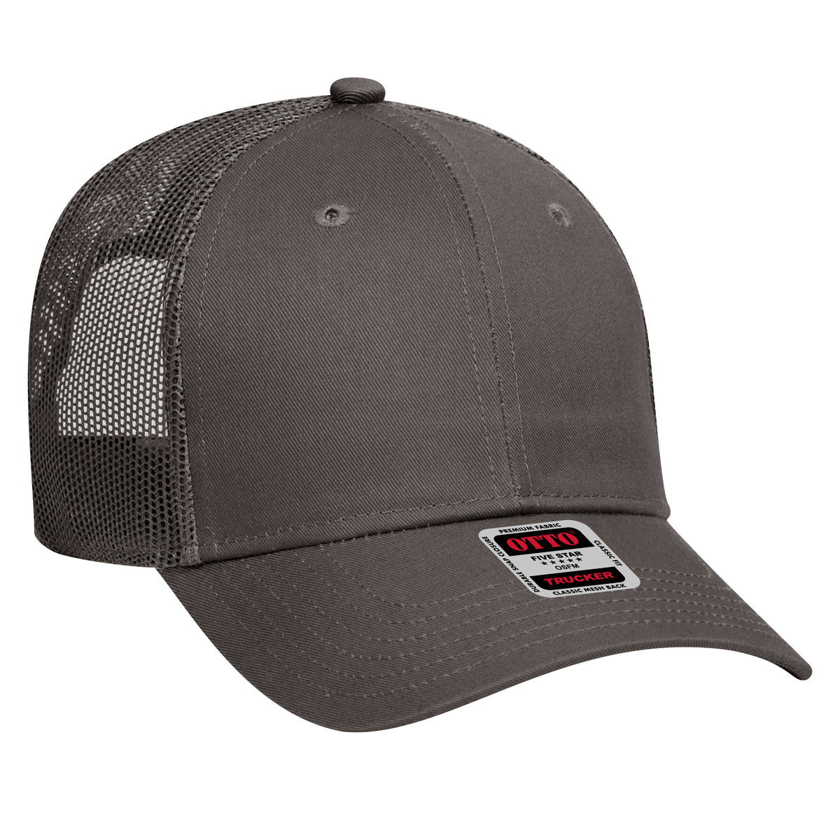 Otto Cap 83-473 6 Panel Low Profile Mesh Back Trucker Hat - Charcoal Gray