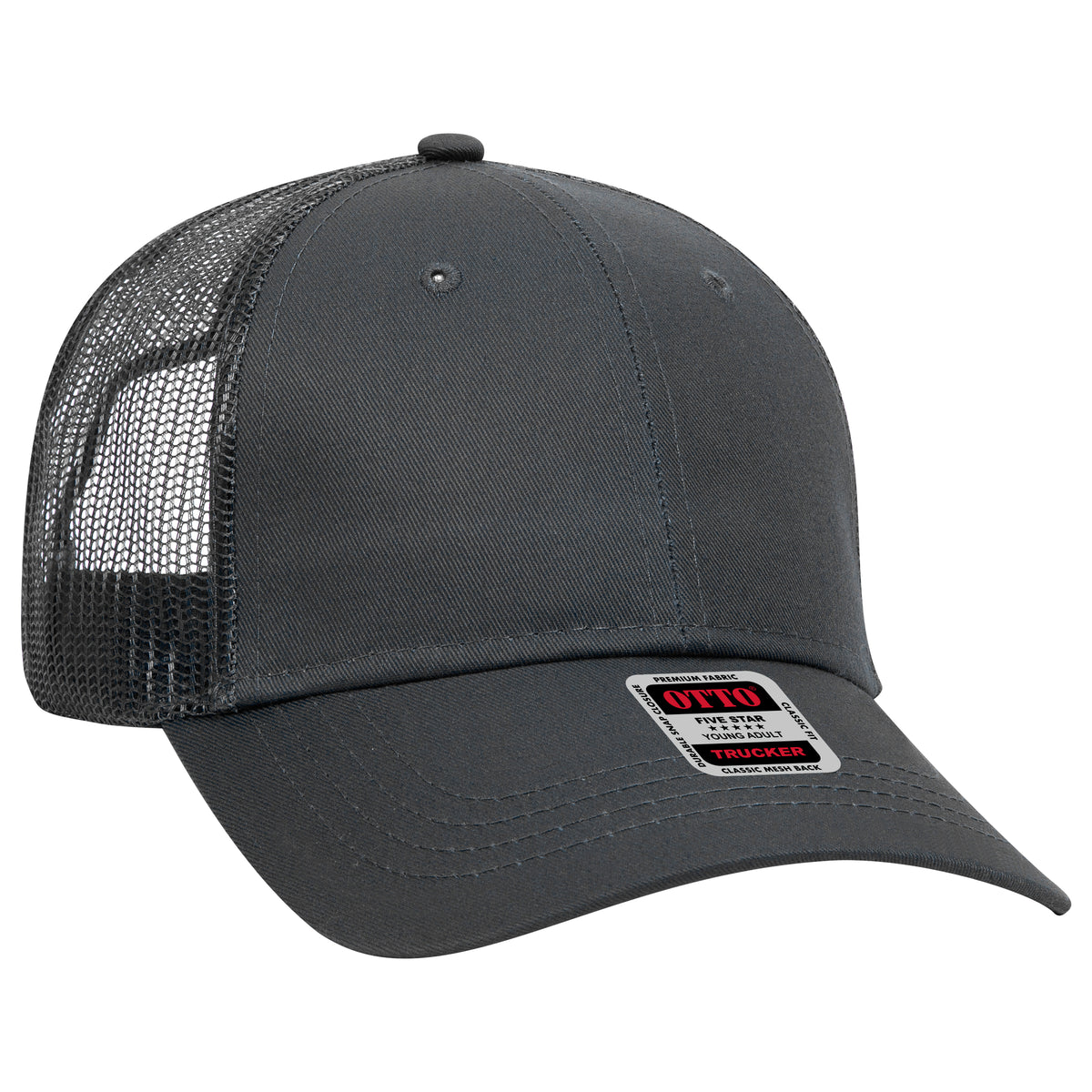Otto Cap 83-473 6 Panel Low Profile Mesh Back Trucker Hat - Charcoal Gray