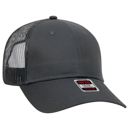 Otto Cap 83-473 6 Panel Low Profile Mesh Back Trucker Hat - Charcoal Gray