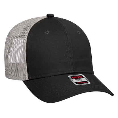 Otto Cap 83-473 6 Panel Low Profile Mesh Back Trucker Hat - Black/Black/Gray